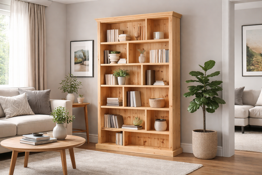 Mudgee (AUSSIE MADE) Staggered Highline Bookcase With 40mm Facings Collection - Assorted Stained Colours