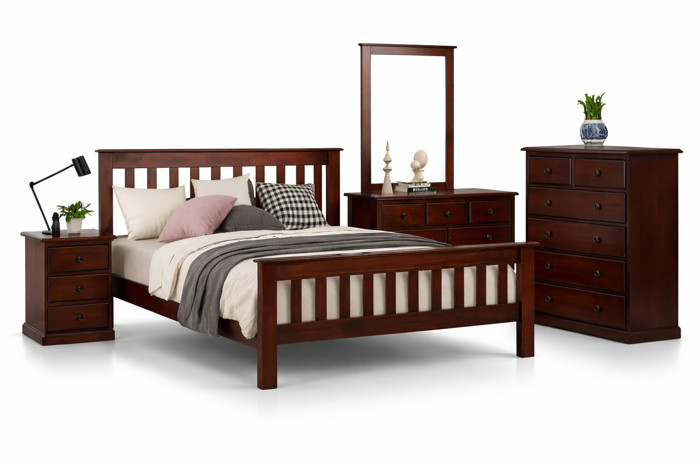 Queen Cronulla (CRQB) Bed With Matching Foot - Baltic , Walnut Or Greywash