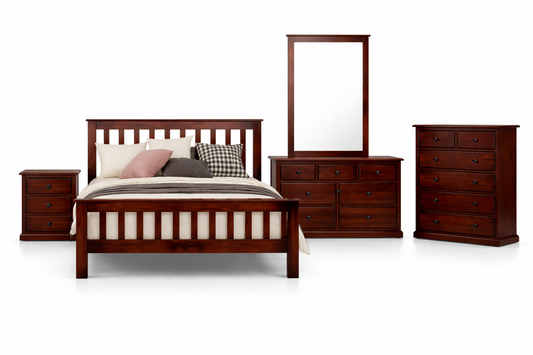 Queen Cronulla (CRQB) Bed With Matching Foot - Baltic , Walnut Or Greywash