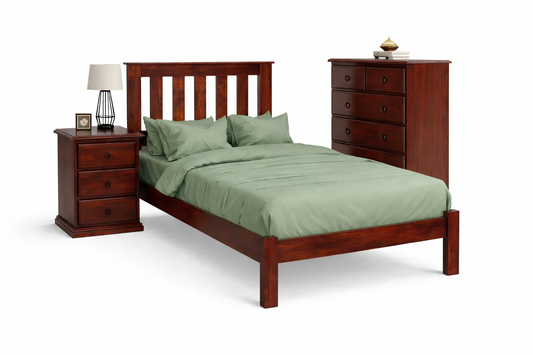 King Single Cronulla Crksb(B) Bed With Doona Foot - Baltic (#215) , Walnut (#219) Or Grey Wash (#501)