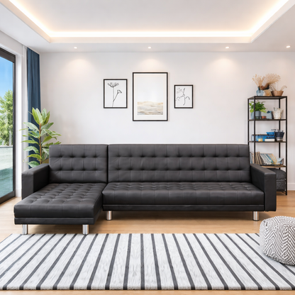 Glendford Pu Leather Adjustable Sofa Bed - Black