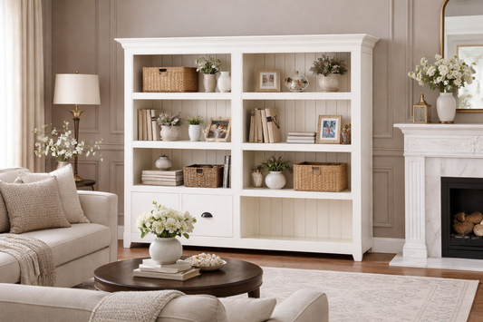 Daria (AUSSIE MADE) Lowline Bookcase With 2 Drawers Collection - Assorted Painted Colours