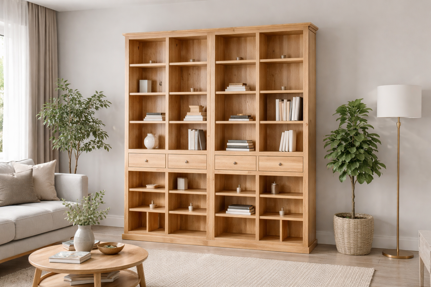 Lithgow (AUSSIE MADE) Bookcase With 4 Drawers Collection - Assorted Stained Colours