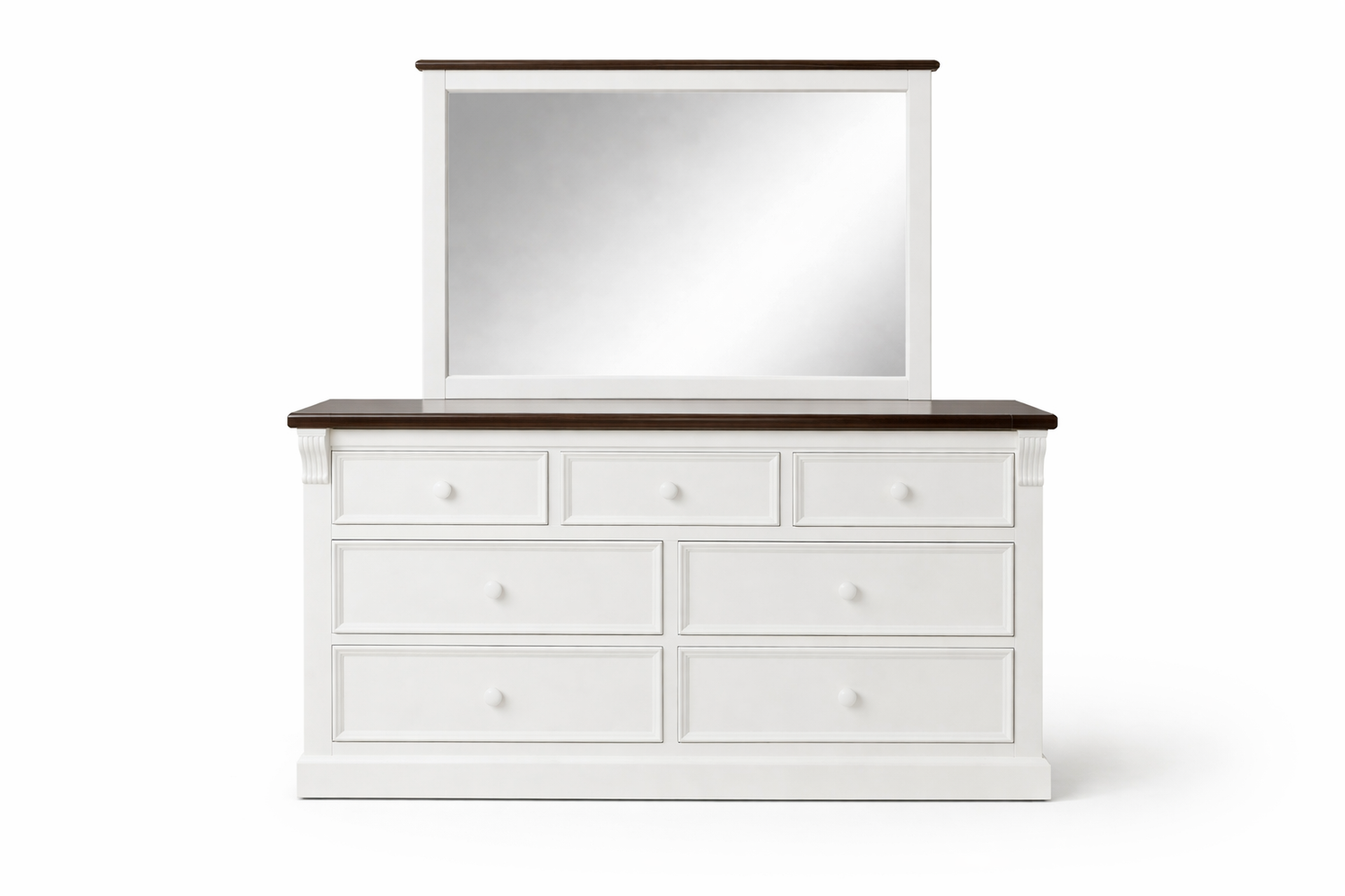 Jane (AUSSIE MADE) 7 Drawer Dressing Table And Mirror - 800(H) X 1500(W) - Assorted Colours