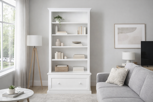 Mudgee (AUSSIE MADE) Highline Bookcase Combo + 1 Smooth Drawer & Back Collection - Assorted Painted Colours