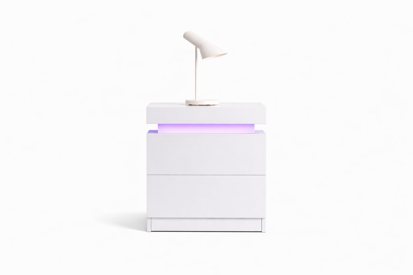 Lewis 2 Drawer Bedside Table With Rgb LED – High Gloss White