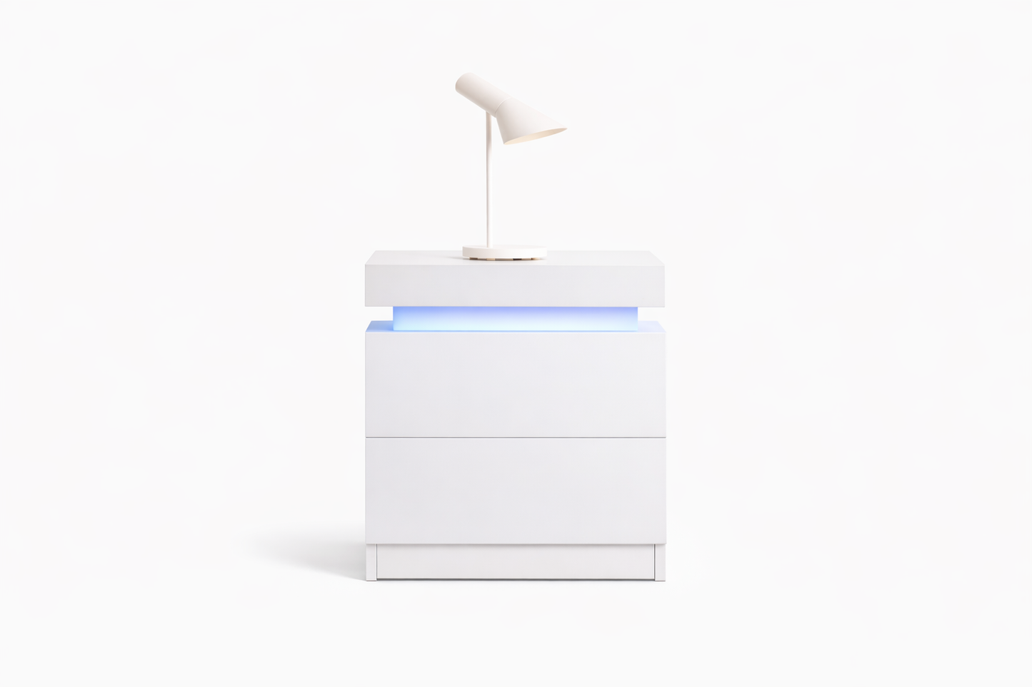 Lewis 2 Drawer Bedside Table With Rgb LED – High Gloss White