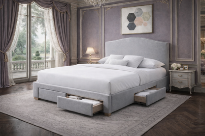 Hudson Bed With 4 Underbed Storage Drawers - Mist
