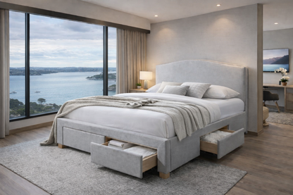 Hudson Bed With 4 Underbed Storage Drawers - Mist