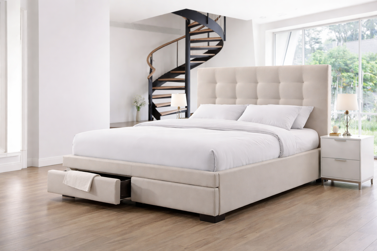 Hawk Jay Bed With Drawers - Dark Grey Or Light Beige