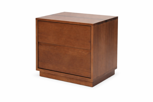 Yuri 2 Drawer Bedside Table With Resin Top - Walnut