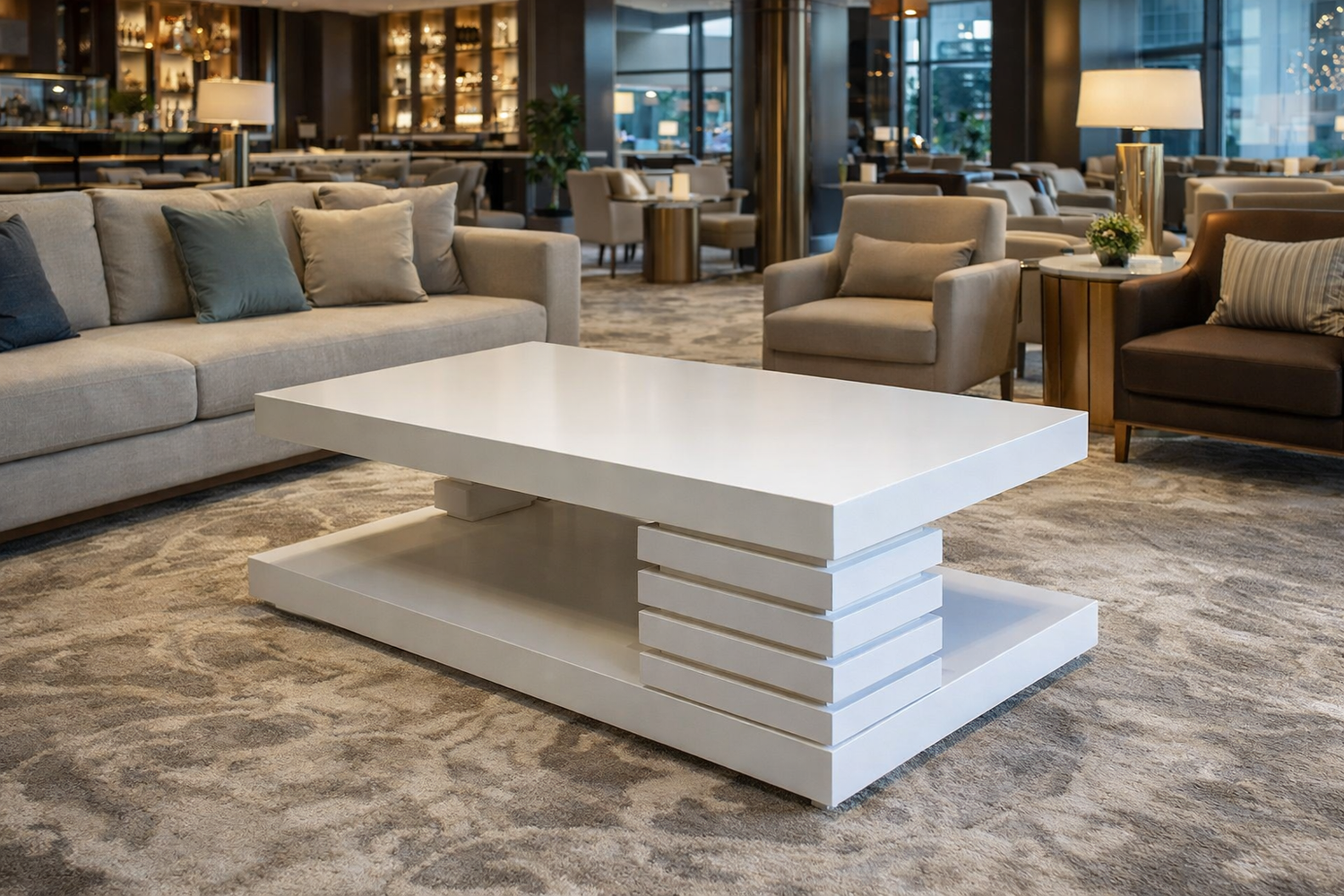 Hugo (AUSSIE MADE) Coffee Table - 1200(W) X 600(D) - White, Antique White, Whitewash & Brushed Colour Options
