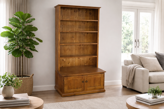 Colonial (AUSSIE MADE) Bookcase Combo With Bottom Doors Collection - Assorted Stained Colours
