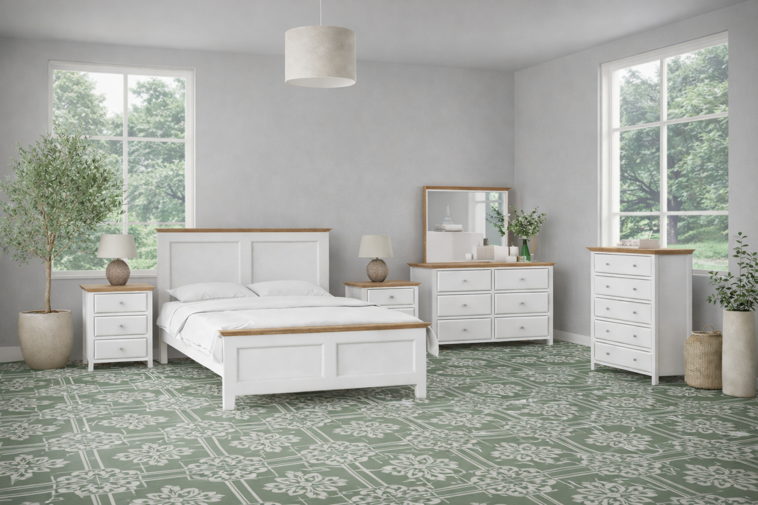 King Jasper (AUSSIE MADE) 6 Piece (THE LOT) Bedroom Suite - Two Tone - Assorted Colours