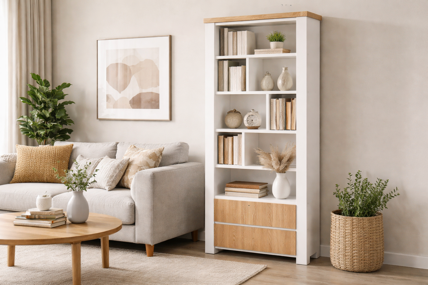 Halifax (AUSSIE MADE) Bookcase With 2 Drawer Collection - Assorted Stained / Painted Colours