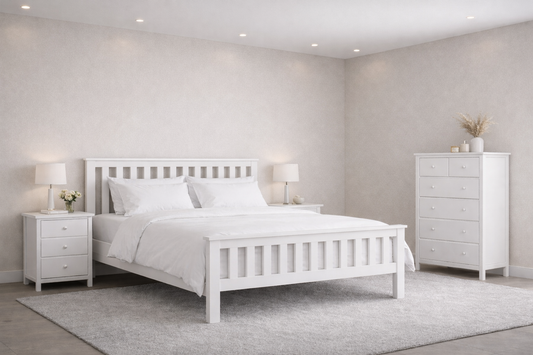 King Single Cronulla / Federation (AUSSIE MADE) Bed White Matching Foot End - Assorted Colours