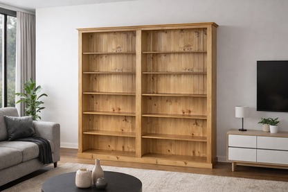 Doublebay (AUSSIE MADE) 70mm Facings Bookcase (3 SECTIONS) Pigeon Paired Collection - Assorted Stained Colours