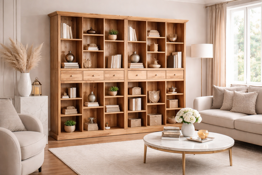 Lithgow (AUSSIE MADE) Highline Bookcase With 6 Drawers Collection - Assorted Stained Colours
