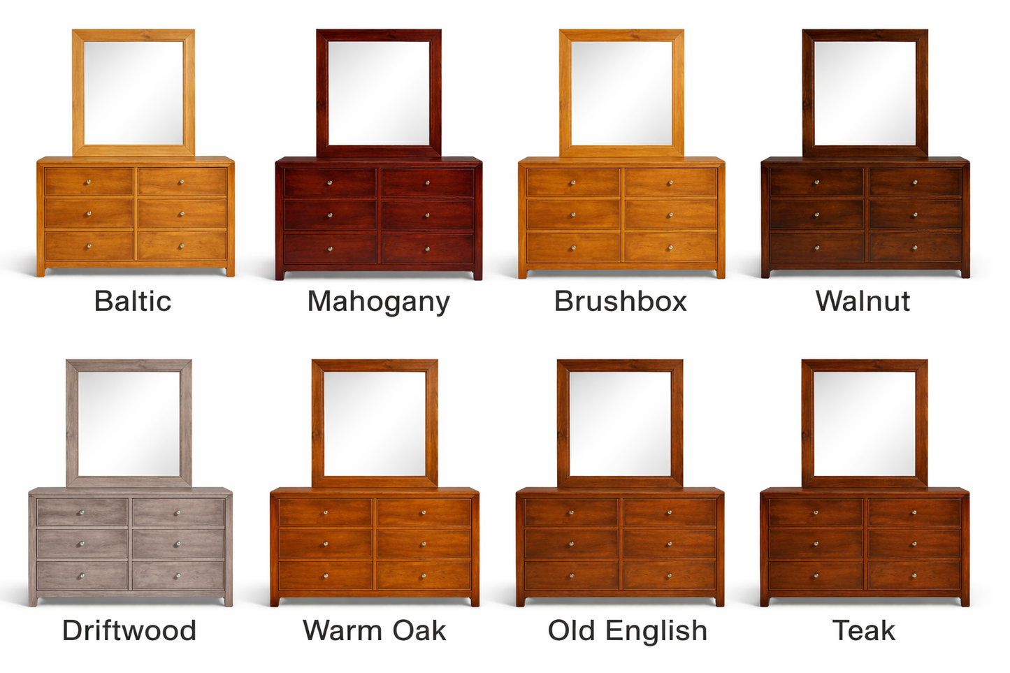 Chunky (ASSORTED COLOURS) 6 Drawer Dressing Table - Assorted Colours