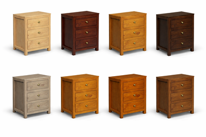 Chunky (ASSORTED COLOURS) 3 Drawer Bedside Table - Assorted Colours
