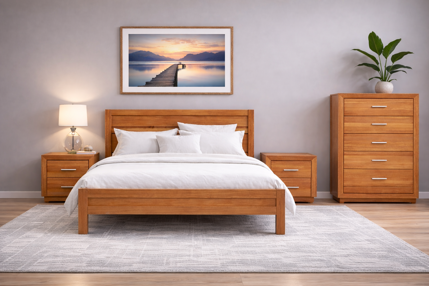 Queen Alameda Timber Bed - As Pictured