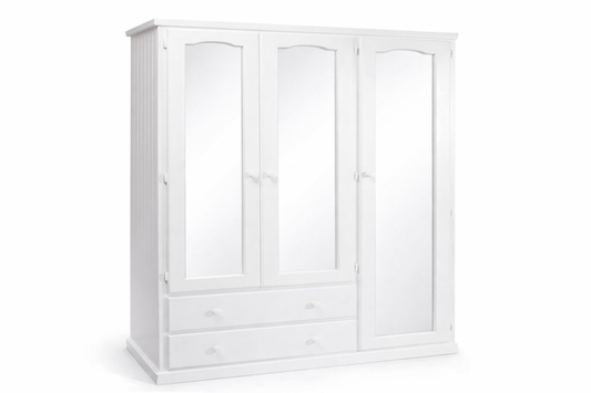 Urban (AUSSIE MADE) Flat Top Utility Wardrobe With 2 Drawers & 3 Mirrored Doors Collection - Assorted Painted Colours