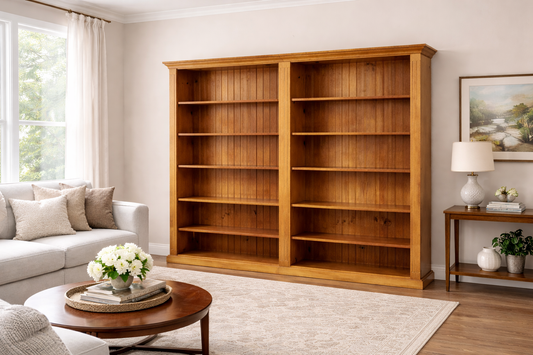 Federation (AUSSIE MADE) Highline Bookcase With 70mm Facings Collection (3 SECTIONS) Pigeon Paired - Assorted Stained Colours