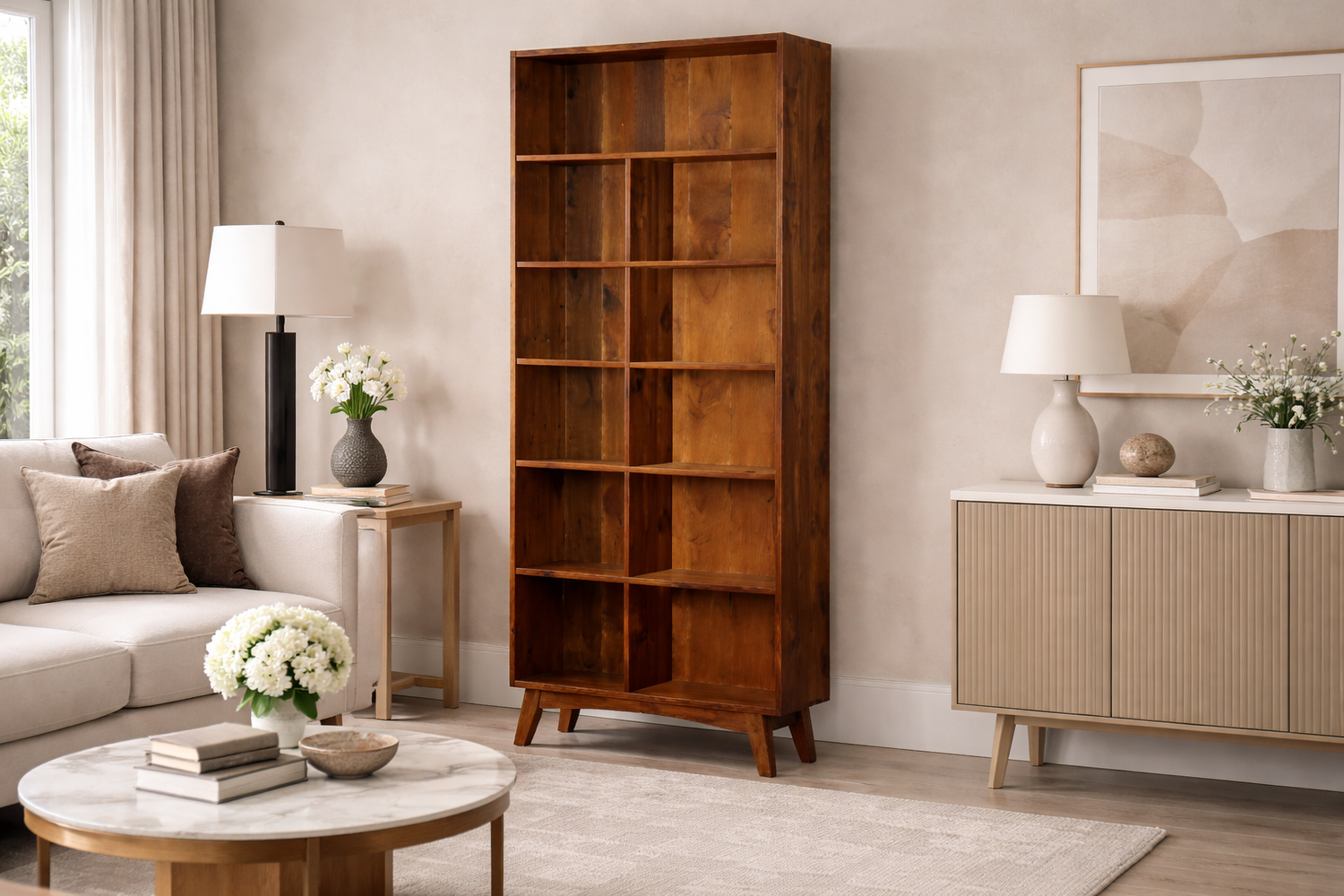 Eureka (AUSSIE MADE) Highline Bookcase With Wide T&g Backing Collection - Assorted Stained Colours