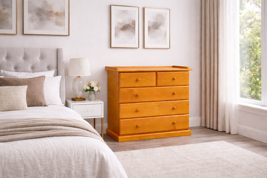 Kiddles (AUSSIE MADE) Change Table With 5 Drawers Collection - Assorted Stained Colours