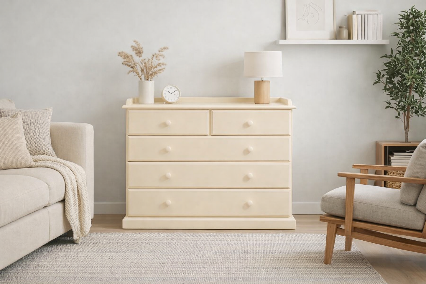Baby Change (AUSSIE MADE) Table 5 Drawers - 910(H) X 900(W) - Assorted Stained Colours