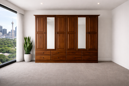 Benedict (AUSSIE MADE) Mirrored Wardrobe Collection - Assorted Stained Colours