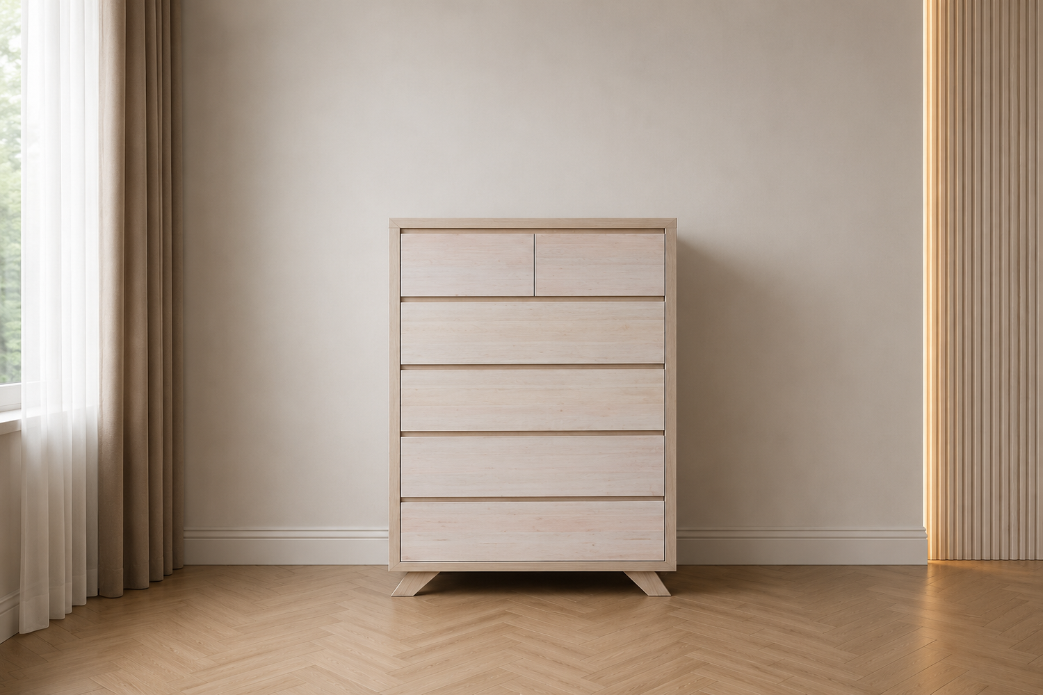 Sienna (AUSSIE MADE) 6 Drawer Tallboy - Tassie Oak Combination - 1260(H) X 900(W)- Assorted Timber Colours