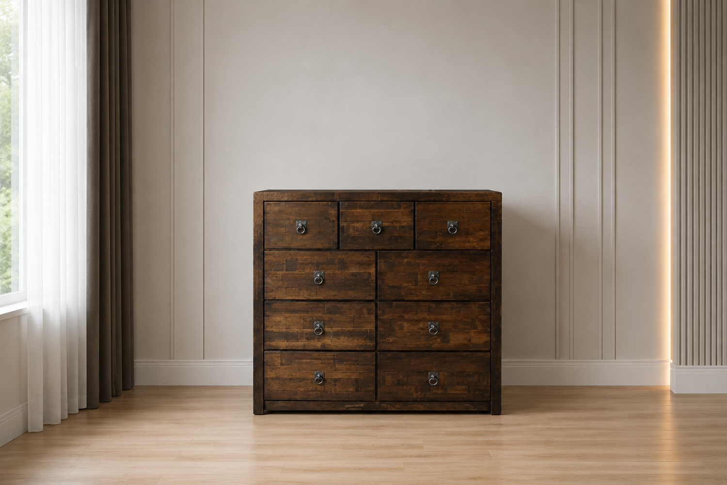 Asida (AUSSIE MADE) 9 Drawer Tallboy - 1200(H)X1200(W) - Tassie Oak Combination - Assorted Colours
