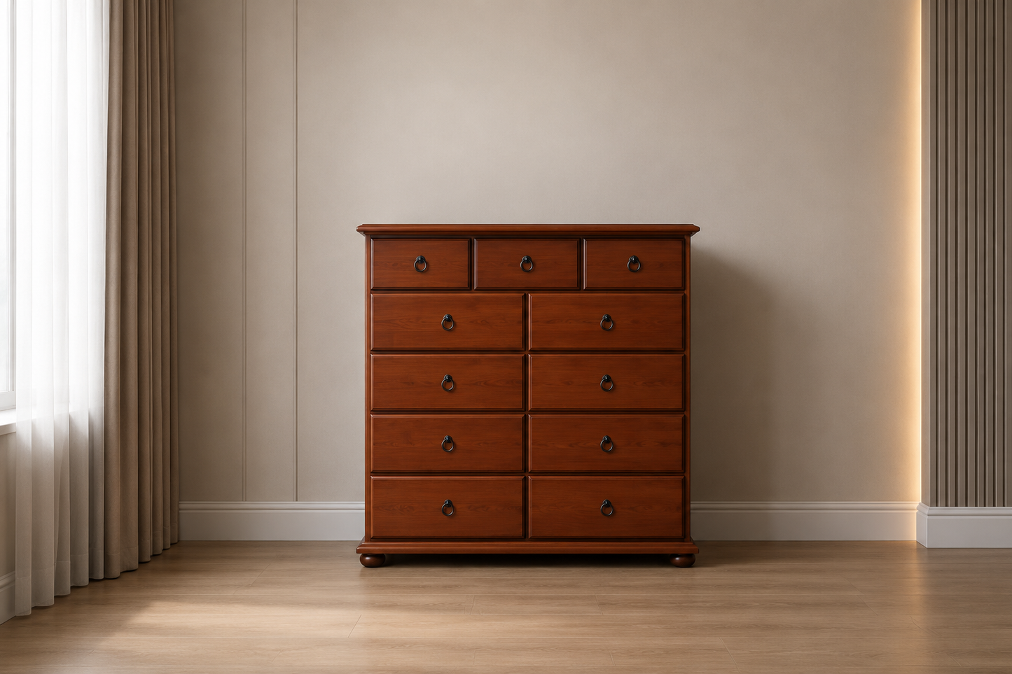 Anna (AUSSIE MADE) 11 Drawers - 9 Over 2 (9 STANDARD DRAWERS / 2 BLANKET DRAWERS) Tallboy Chest - 1230(H) X 1200(W) - Assorted Colours