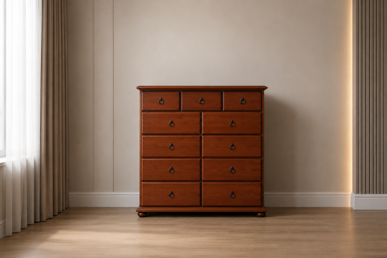Anna (AUSSIE MADE) 11 Drawers - 9 Over 2 (9 STANDARD DRAWERS / 2 BLANKET DRAWERS) Tallboy Chest - 1230(H) X 1200(W) - Assorted Colours