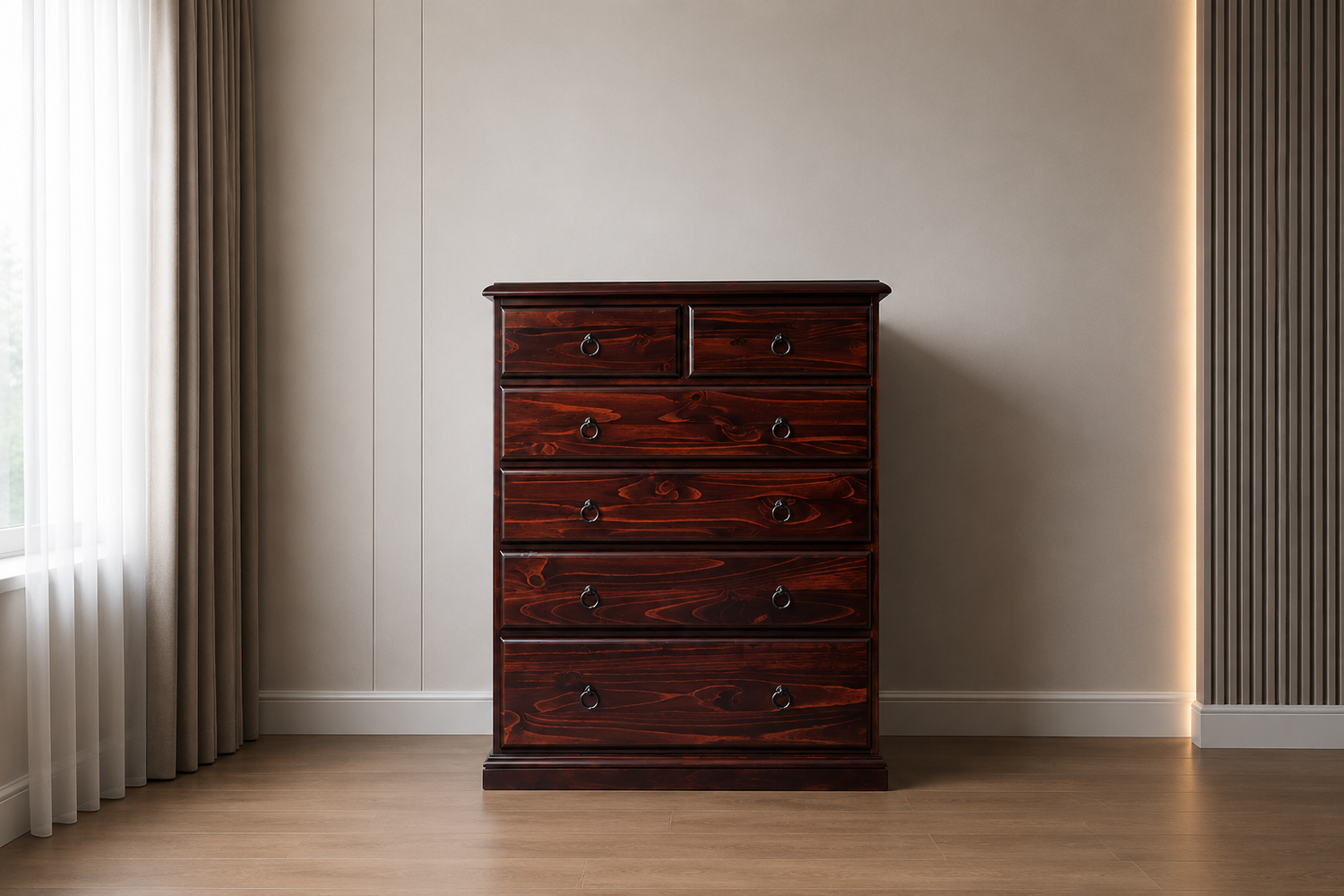 Cronulla (AUSSIE MADE) 6 Drawer Tallboy - Tassie Oak Combination - Assorted Colours