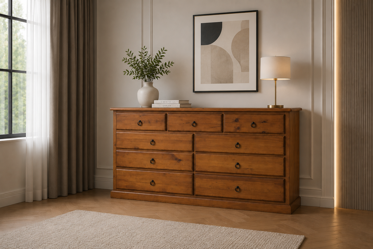 Cronulla (AUSSIE MADE) 9 Drawer Lowboy Chest - 950(H) X 1800(W) - Assorted Colours