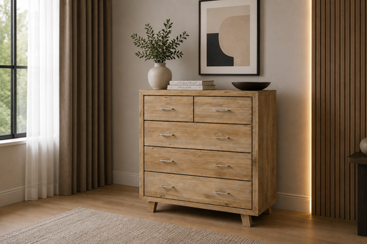 Carnival (AUSSIE MADE) 5 Drawer Tallboy - Tassie Oak Combination - Assorted Colours
