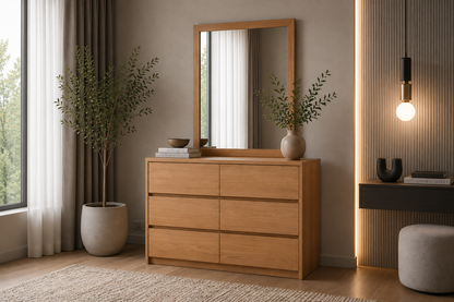 Reginald (AUSSIE MADE) Dressing Table With Mirror Collection - Tassie Oak Combination - Assorted Stained Colours