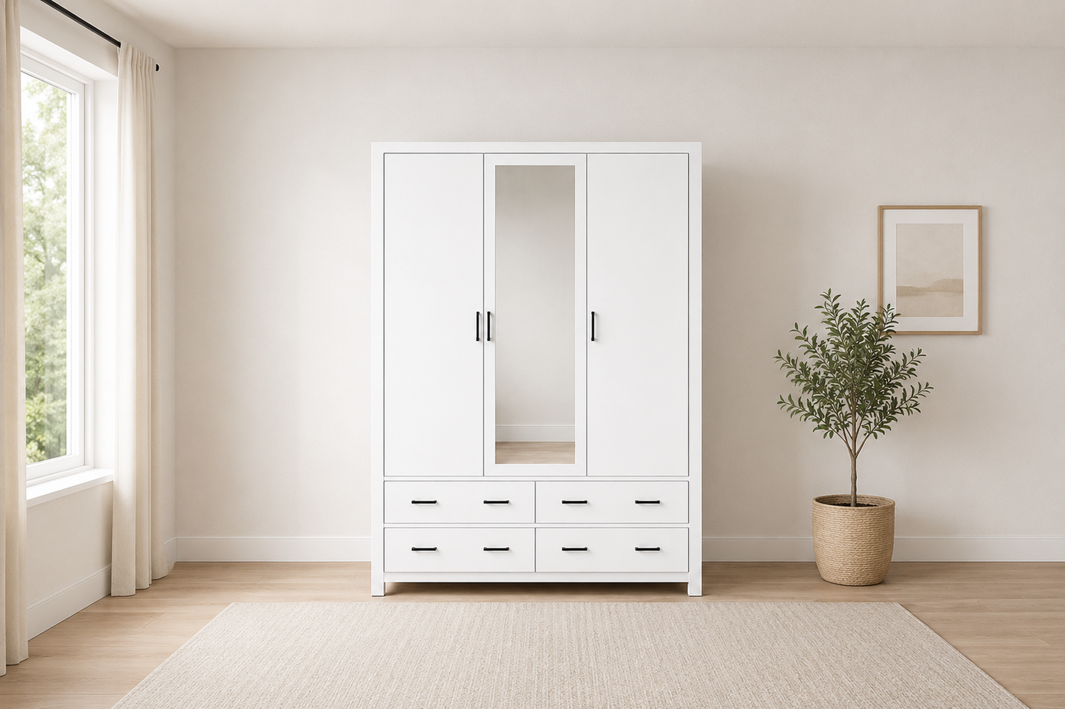 Bustin (AUSSIE MADE) 3 Door / 4 Drawer T&g Backing Wardrobe Collection - Assorted Painted Colours
