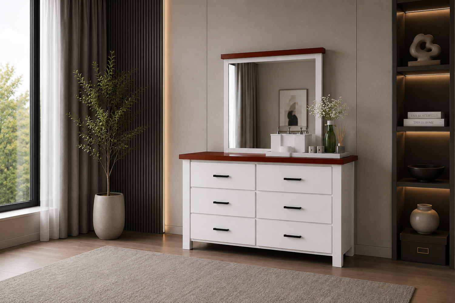 Libby (AUSSIE MADE) 6 Drawer Dressing Table With Mirror - Assorted Painted Colours