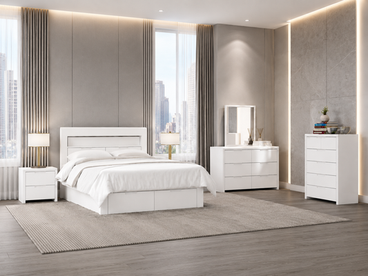 Queen Lunar Bed Frame - White