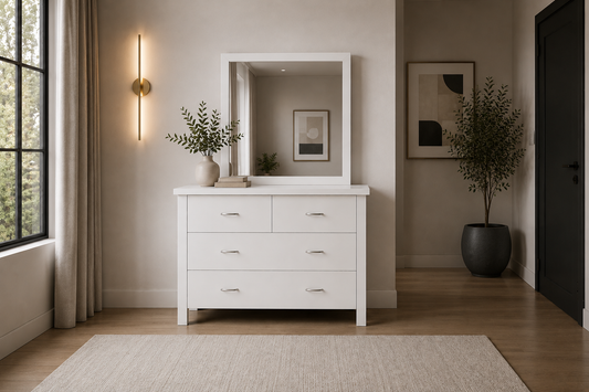 Alodia (AUSSIE MADE) 4 Drawer Dressing Table With Mirror - Assorted Colours