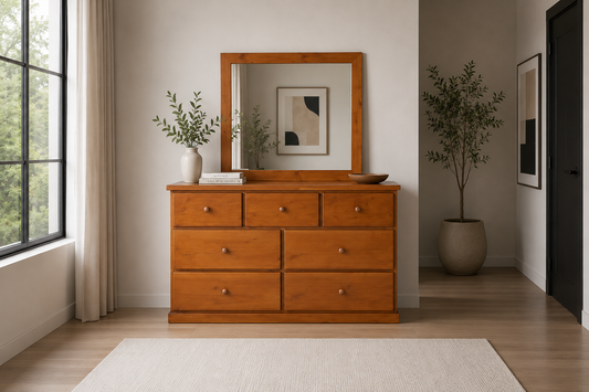 Urban(AUSSIE MADE) Flat Top 7 Drawers Dressing Table And Mirror - 1000(H) X 1400(W) - Assorted Colours
