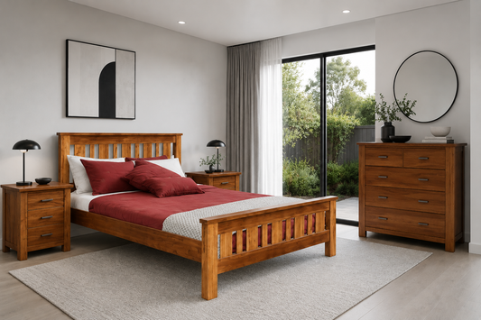 Montana King Federation 4 Piece Tallboy Bedroom Suite - Mountain Gum (2099)