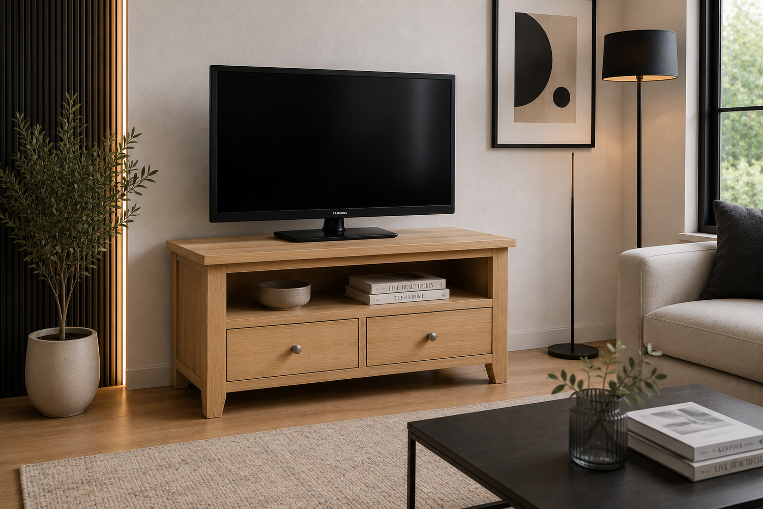 Elegance (AUSSIE MADE) Corner TV Entertainment Unit Collection - Tassie Oak Combination - Assorted Stained Colours
