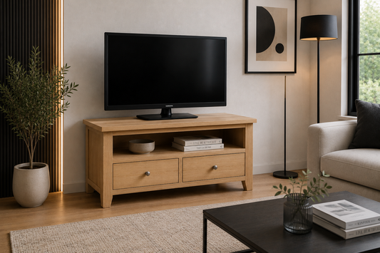 Elegance (AUSSIE MADE) Corner TV Entertainment Unit Collection - Tassie Oak Combination - Assorted Stained Colours