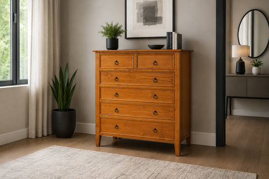 Shaker (AUSSIE MADE) Tallboy With 6 Drawers (2 OVER 4) - 1200(H) X 1000(W) - Assorted Colours