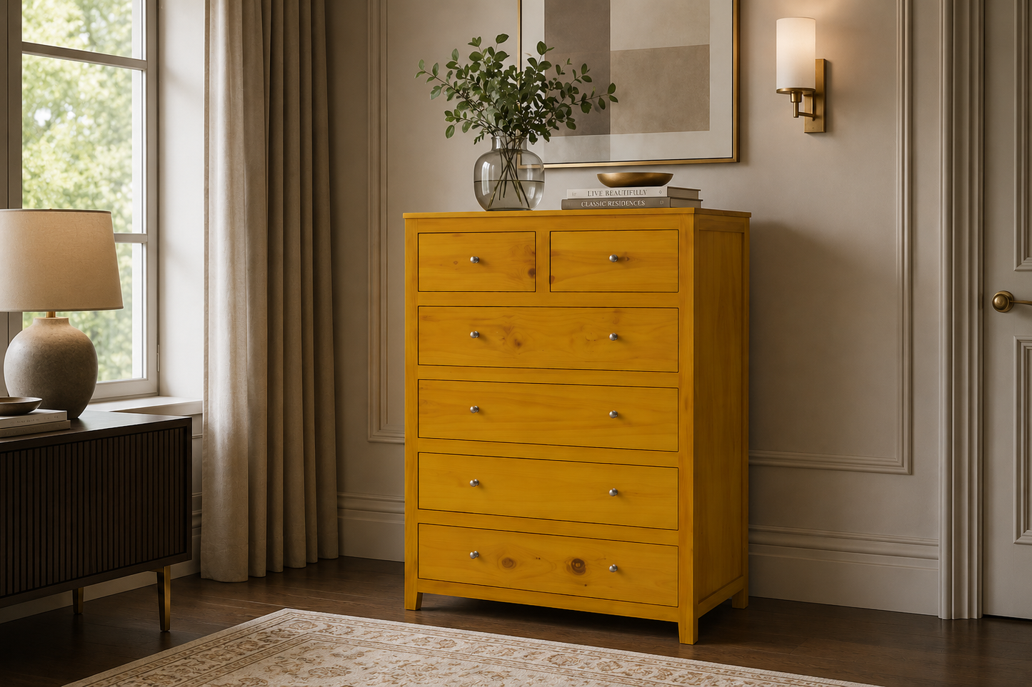 Oliver (AUSSIE MADE) Straight 6 Drawer Tallboy (2 OVER 4) - 1200(H) X 900(W) X 450(D) - Assorted Colours