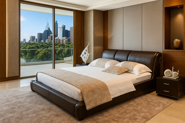 VICTOR EMMANUEL QUEEN 3 PIECE BEDSIDE BEDROOM SUITE WITH (#13 BEDSIDES) - LEATHERETTE - ASSORTED COLOURS